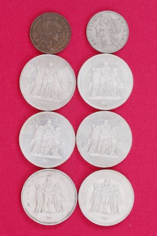 Lot de 15 monnaies des IIIe, IVe et Ve Républiques