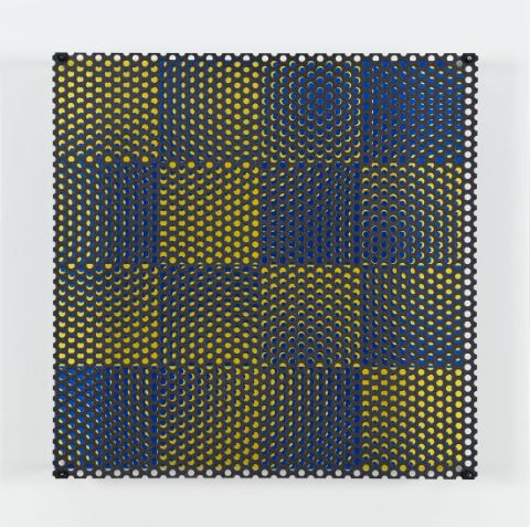 Vibration 16 carrés bleu et jaune