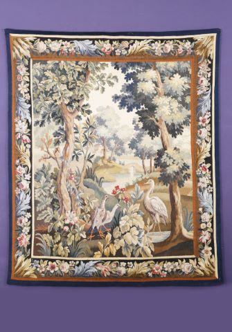 Tapisserie paysage lacustre aux oiseaux