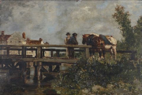 Deux cavaliers sur un ponton