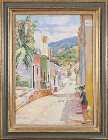 A. Casiglio (XXe siècle) Jeune fille dans la rue