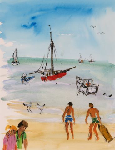 Jean-Pierre Lagrue (né en 1939) Scènes de plage...