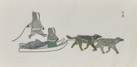 Kenojuak Ashevak (1927-2013) Hunters on komatik -...