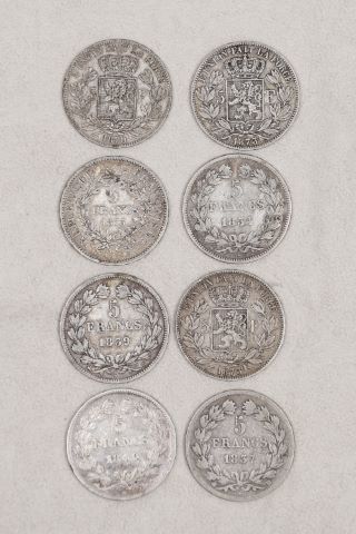Ensemble de 8 pièces de 5 francs