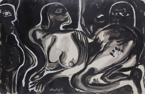 Nus féminins sur fond noir
