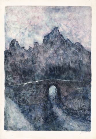 Bernard Gantner (né en 1928) Paysage au pont