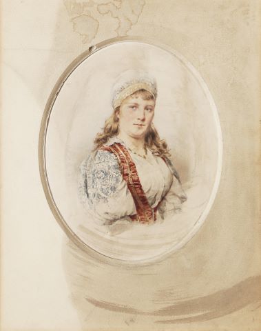 Charlotte Lehmann (1860-?) Portrait de jeune femme