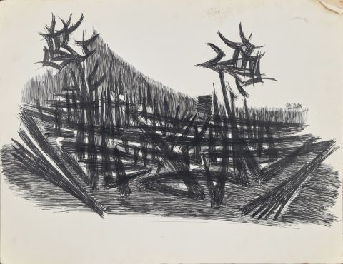 Composition abstraite & Deux baigneuses [œuvre recto/verso]