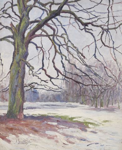 André Leveillé (1880-1963) Arbre sous la neige