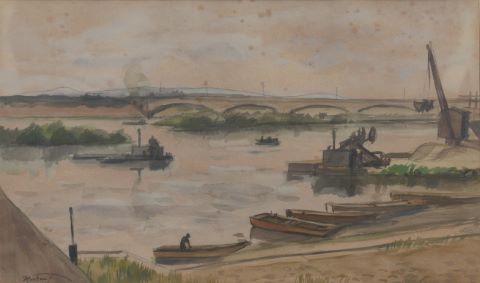 Louis Robert Antral (1895-1939) Bord de fleuve,...