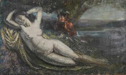 Émile Delobre (1873-1956) Aphrodite et Pan