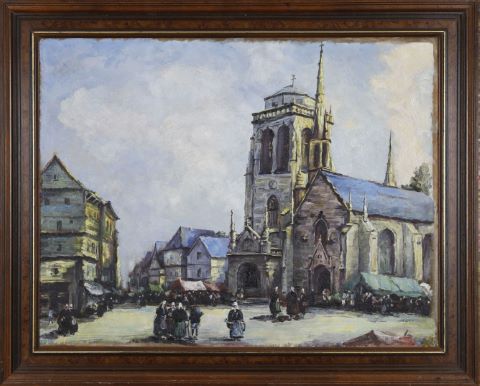 Henri Barnoin (1882-1940) Devant l'église...