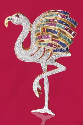 Broche flamant rose