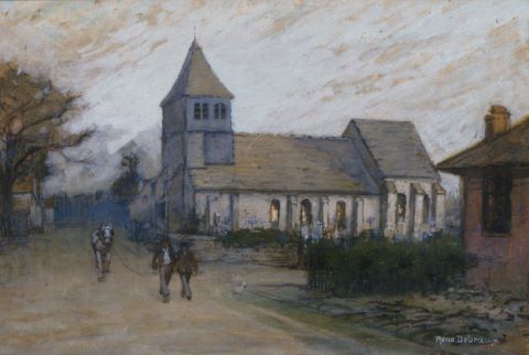 René Debraux (1868-1939) Vue de village animé