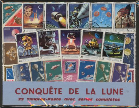 Conquête de la Lune, 25 timbres-poste avec série complète