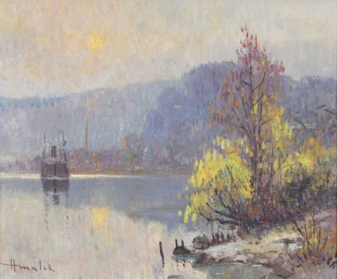 Albert Malet (1905-1986) Péniche sur la Seine