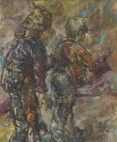 Robert Ayo (né en 1926) Deux enfants