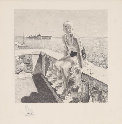 Hélène, Villa Magdalena, Pornic, à l'heure du bain
