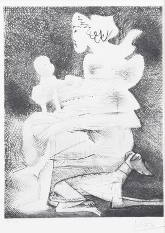 Javier Vilato (1921-2000) Mère, enfant et lévrier