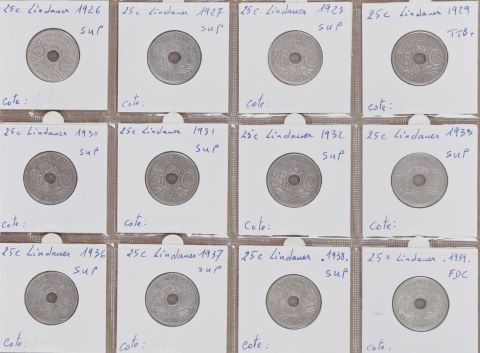 Collection de 86 pièces de 20 centimes et 25 centimes…