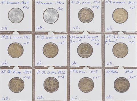 Collection de 115 pièces de 1 franc