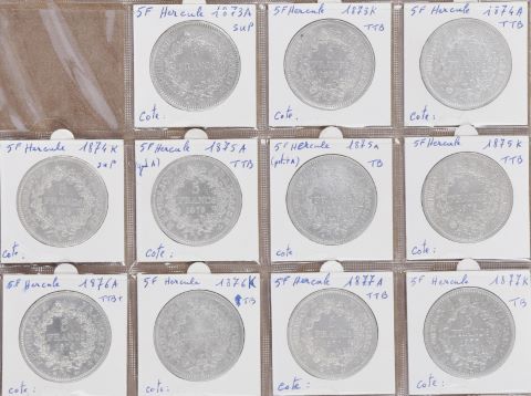 Collection de 129 pièces de 5 francs