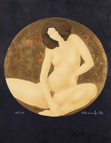 Alain Bonnefoit (né en 1937) Nu sur fond noir