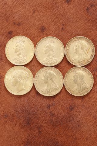 6 pièces Reine Victoria or