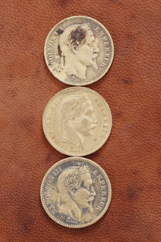 3 pièces 20 francs Napoléon III or