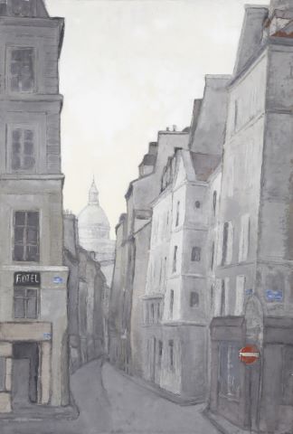 La Rue du Pélican avec le Panthéon à l’arrière-plan