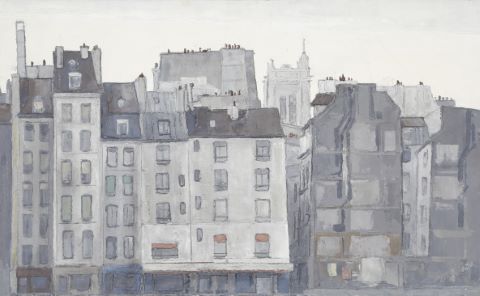 Vue d’un quai avec Notre-Dame à l’arrière-plan