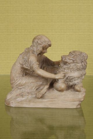 Jeune fille et son chien