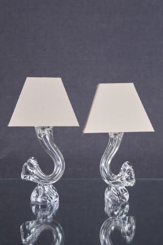Daum France Paire de pieds de lampe de forme libre