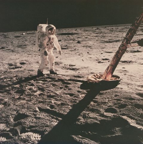 Buzz Aldrin au pied du module lunaire, Apollo 11