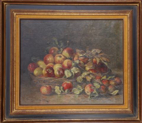 Nature morte à la corbeille de pommes sur un entablement