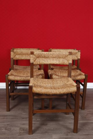 5 chaises paillées à dossier arqué