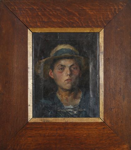 Portrait d’homme de profil au chapeau rouge et Portrait de…