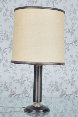 Le Tanneur Lampe à poser gainée de cuir noir