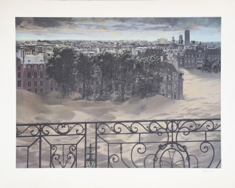 Denis Rivière (né en 1945) Paris sous les eaux