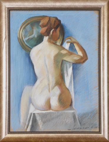 Constantin Lomikin (1924-1994) Nu au miroir