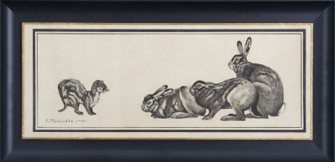 2 lithographies animalières en noir et blanc