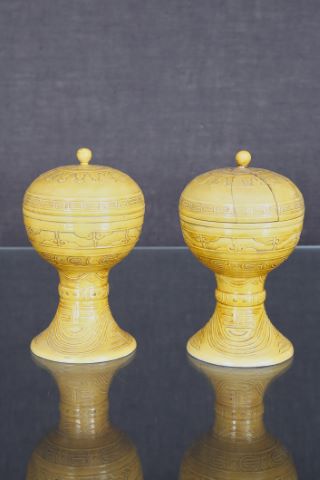 Paire de pots couverts dit “Dou”