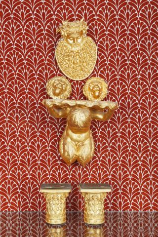 Ensemble de 6 objets en plâtre doré