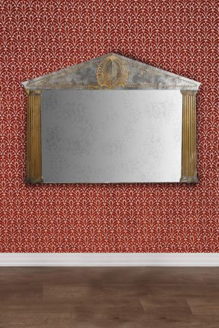Important miroir figurant un temple