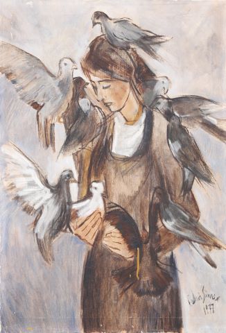 Femme aux colombes