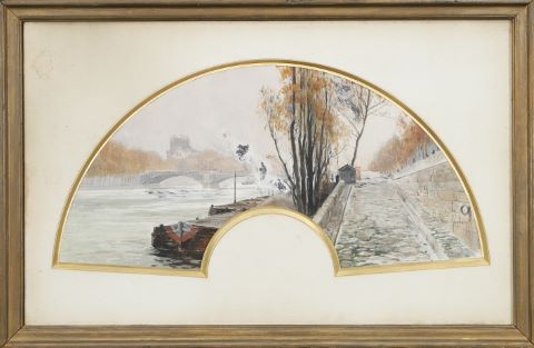 Vue de Paris avec des péniches sur la Seine au…