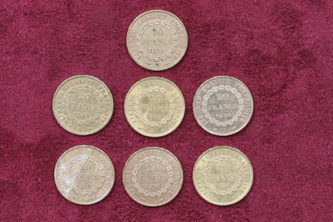 7 pièces de 20 francs or Génie IIIe République
