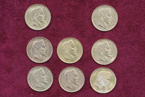 8 pièces 20 francs or Napoléon III tête laurée