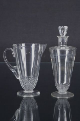 Lalique France Carafe et son bouchon et broc