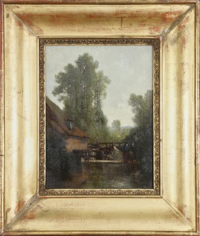 Charles Donzel (1824-1889) Scène d’écluse
